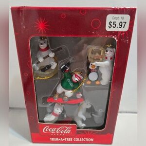 Coca-Cola Trim-A-Tree Collection set of Christmas ornaments.